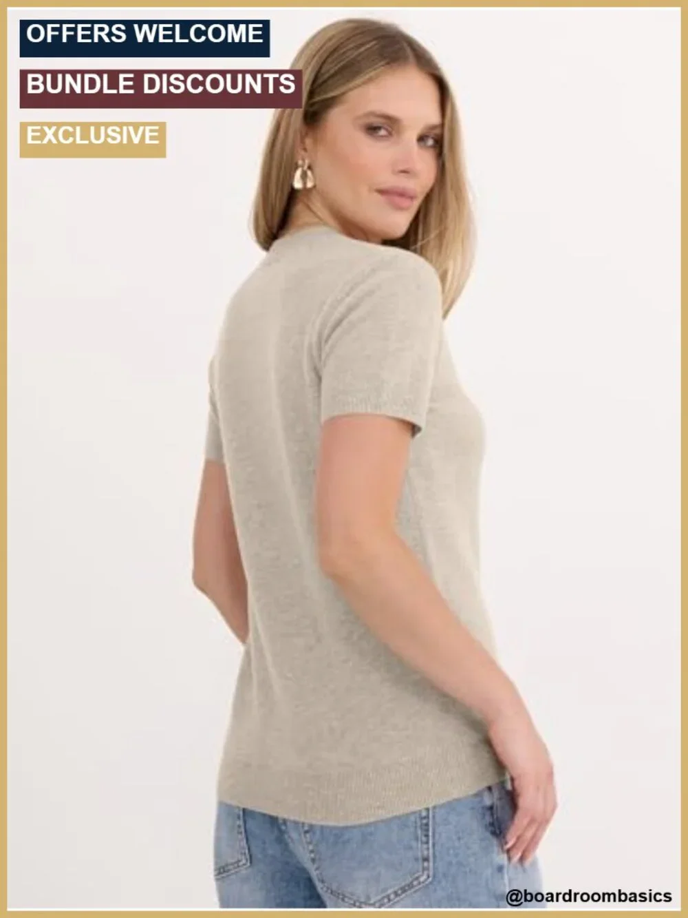 100% Wool Short Sleeve Crewneck Pullover Sweater - Women's Casual Lightweight